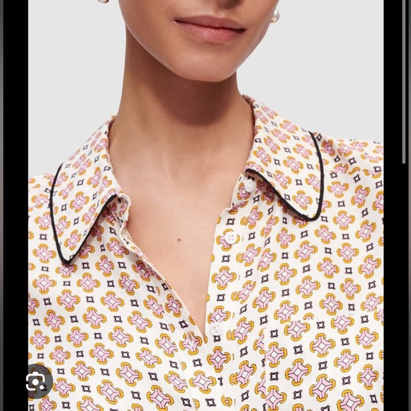 Maje 122CIMEA Contrast-Trim Viscose Shirt NWT - Picture 3 of 6